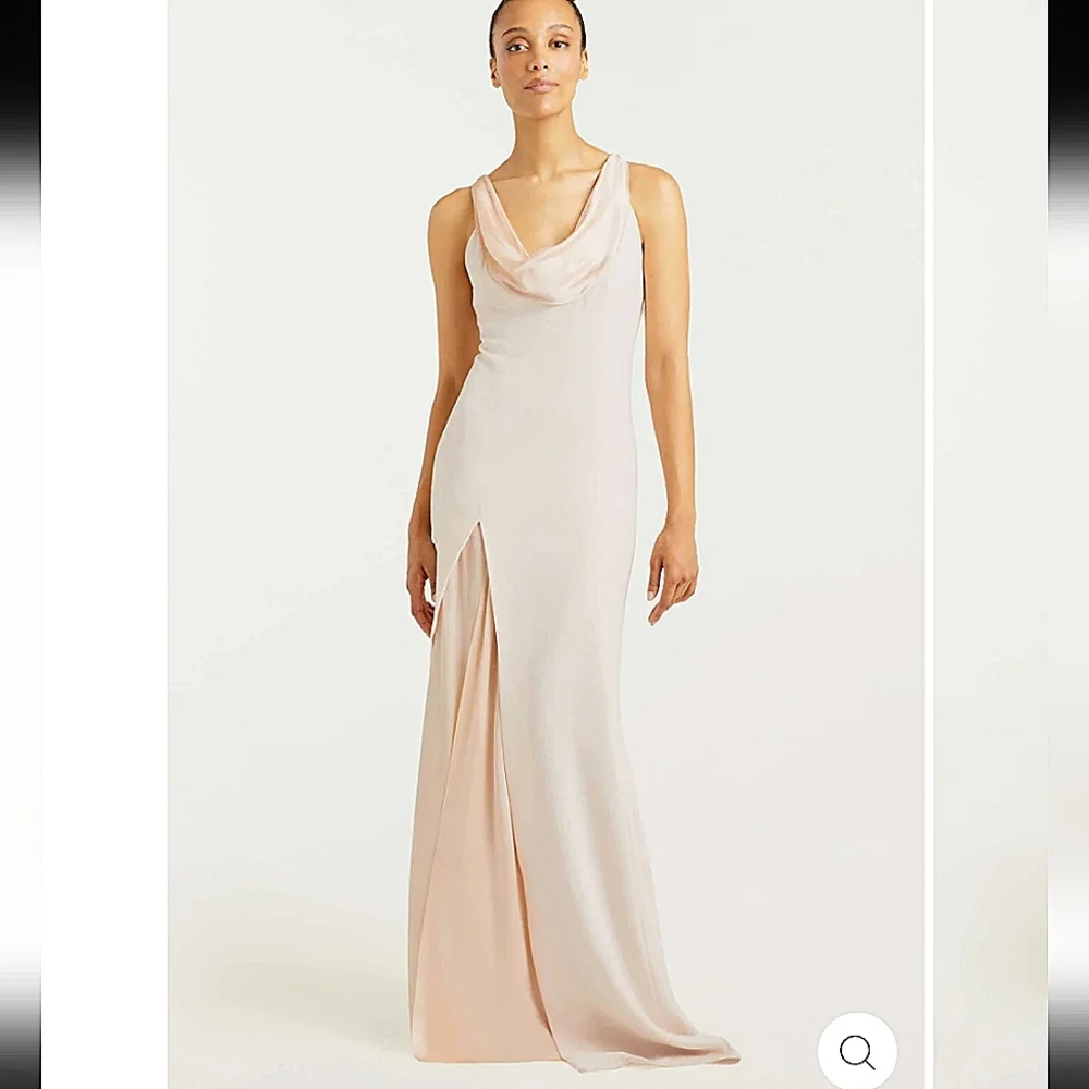 NWT$795 Cinq a Sept Jill Cowlneck Split Leg Gown Dress Maxi Formal in Pearl Sz 6 - Picture 16 of 16
